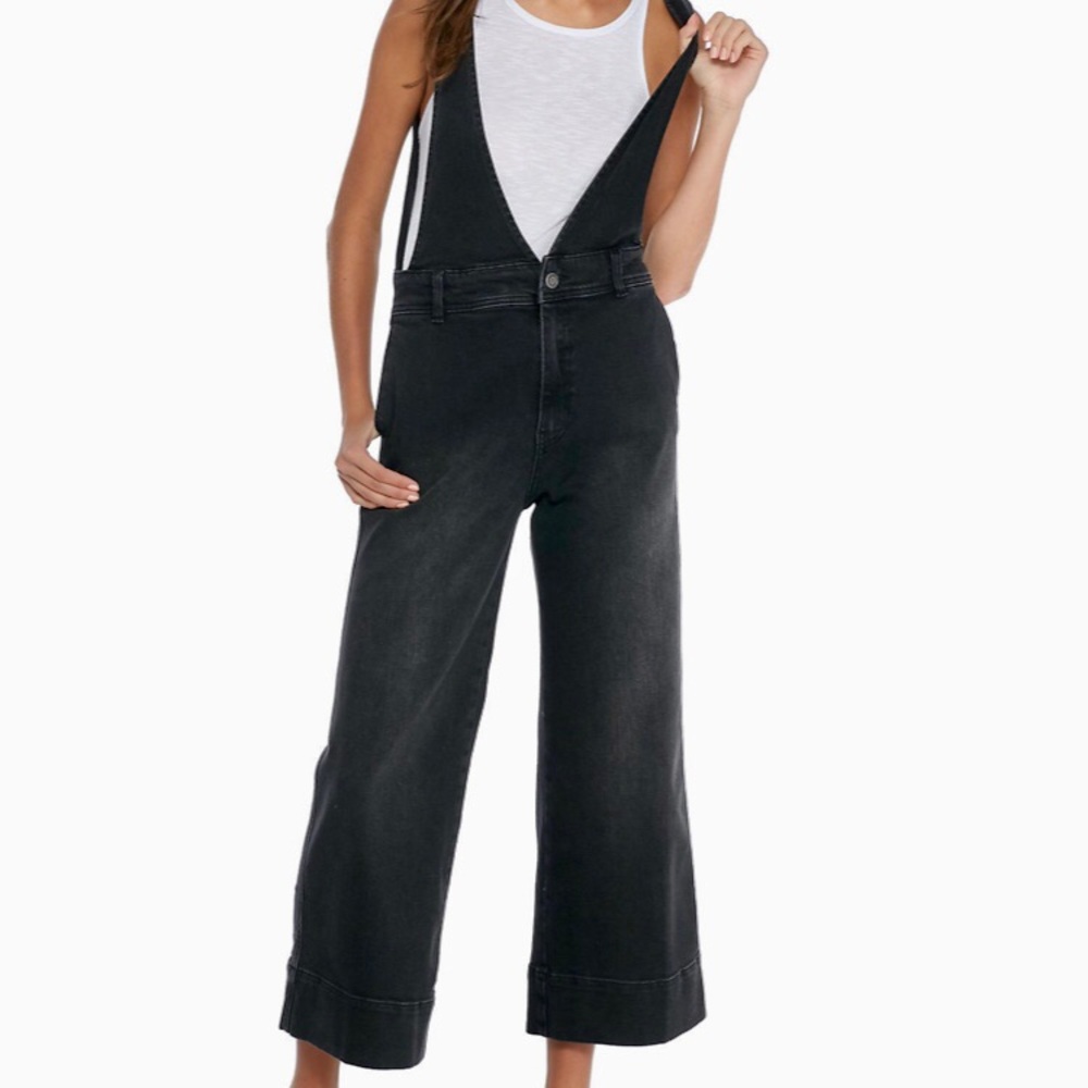 NWT- free people A-line overall washed black-sz XS
